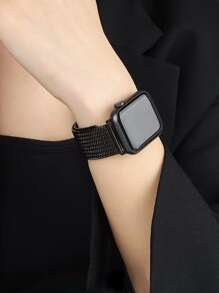 Stainless Steel Watchband Compatible With Apple Watch - Black - View 2