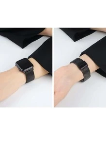 Stainless Steel Watchband Compatible With Apple Watch - Black - View 6