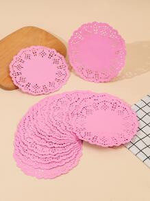 24 piezas Papel para hornear con abertura - Rosa - Ver 2