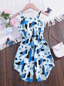 SHEIN Jumpsuit bé gái Loại bướm Boho - Màu xanh lam - Xem 1