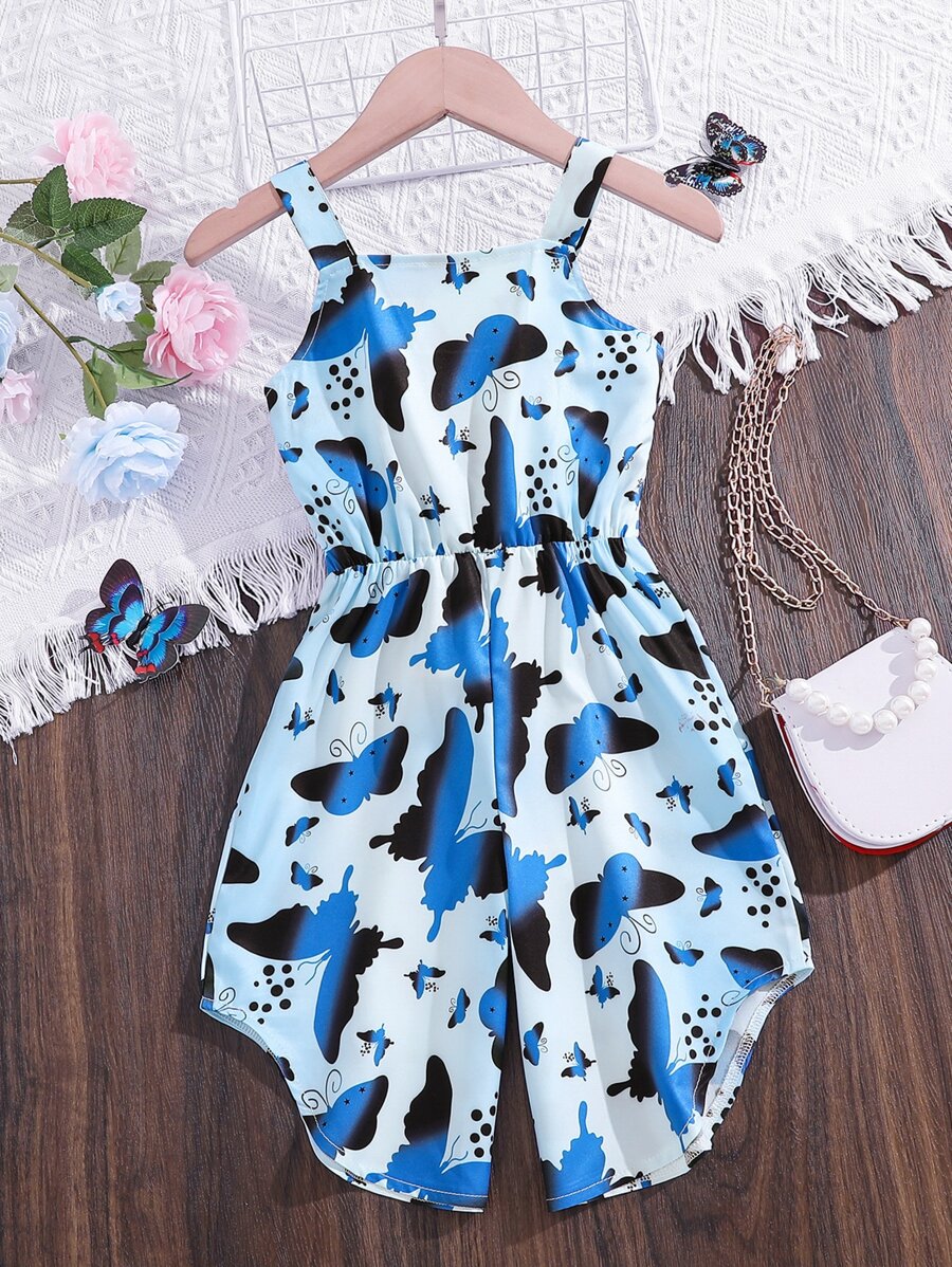 SHEIN Jumpsuit bé gái Loại bướm Boho - Màu xanh lam - Xem 1