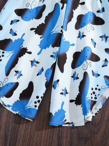 SHEIN Jumpsuit bé gái Loại bướm Boho - Màu xanh lam - Xem 4