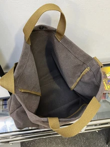 peach tree 1 件桃树时尚简约字母印花大容量轻便适合 12 英寸平板电脑包男士，复古帆布纯色斜挎包圣诞男士包度假旅行必备爸爸礼物男士侧包手提包单肩包邮差包节日必备露营单肩包男士夏季返校 - 深灰色 - 查看 7