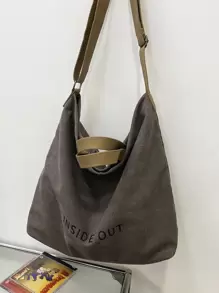 peach tree 1 件桃树时尚简约字母印花大容量轻便适合 12 英寸平板电脑包男士，复古帆布纯色斜挎包圣诞男士包度假旅行必备爸爸礼物男士侧包手提包单肩包邮差包节日必备露营单肩包男士夏季返校 - 深灰色 - 查看 11