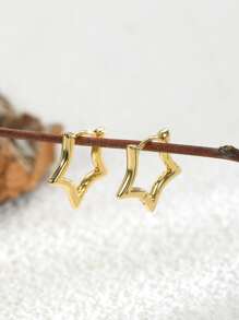Charm-In 2入組星形設計圓耳環銅首飾類 - 金黃色 - 查看 2