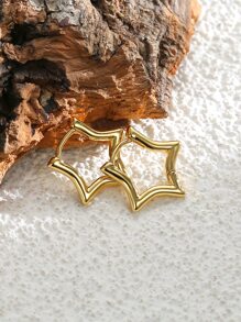 Charm-In 2入組星形設計圓耳環銅首飾類 - 金黃色 - 查看 3