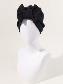 Awegeo Khăn trùm đầu kiểu dáng thanh lịch châu Phi dành cho nữ - Màu trơn, thích hợp cho các dịp đặc biệt, Ngày của Mẹ. - màu đen - Xem 1