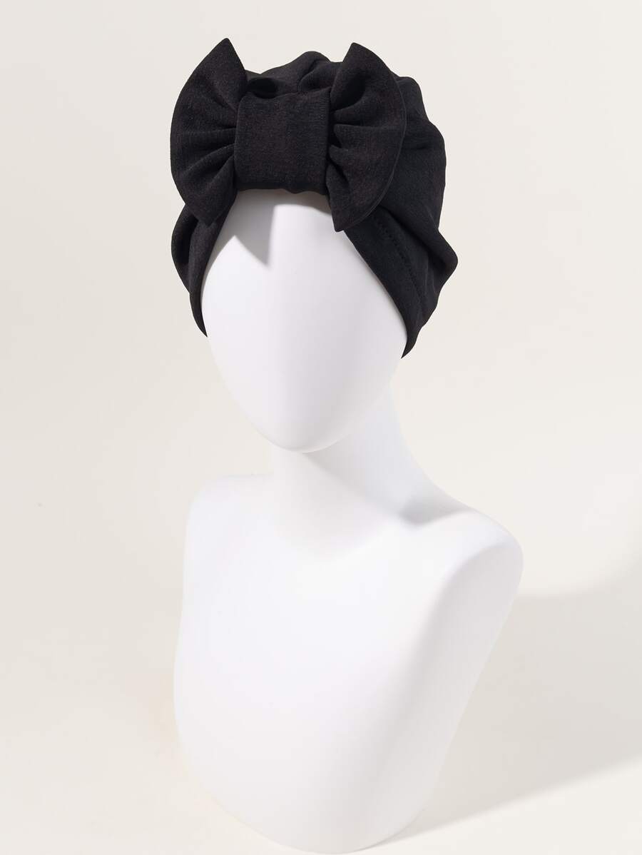 Awegeo Khăn trùm đầu kiểu dáng thanh lịch châu Phi dành cho nữ - Màu trơn, thích hợp cho các dịp đặc biệt, Ngày của Mẹ. - màu đen - Xem 1