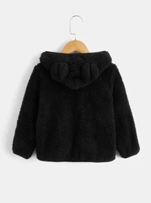 SHEIN Toddler Boy Jackets Zip Plain Casual - Hitam - View 2