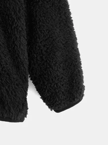 SHEIN Toddler Boy Jackets Zip Plain Casual - Hitam - View 4