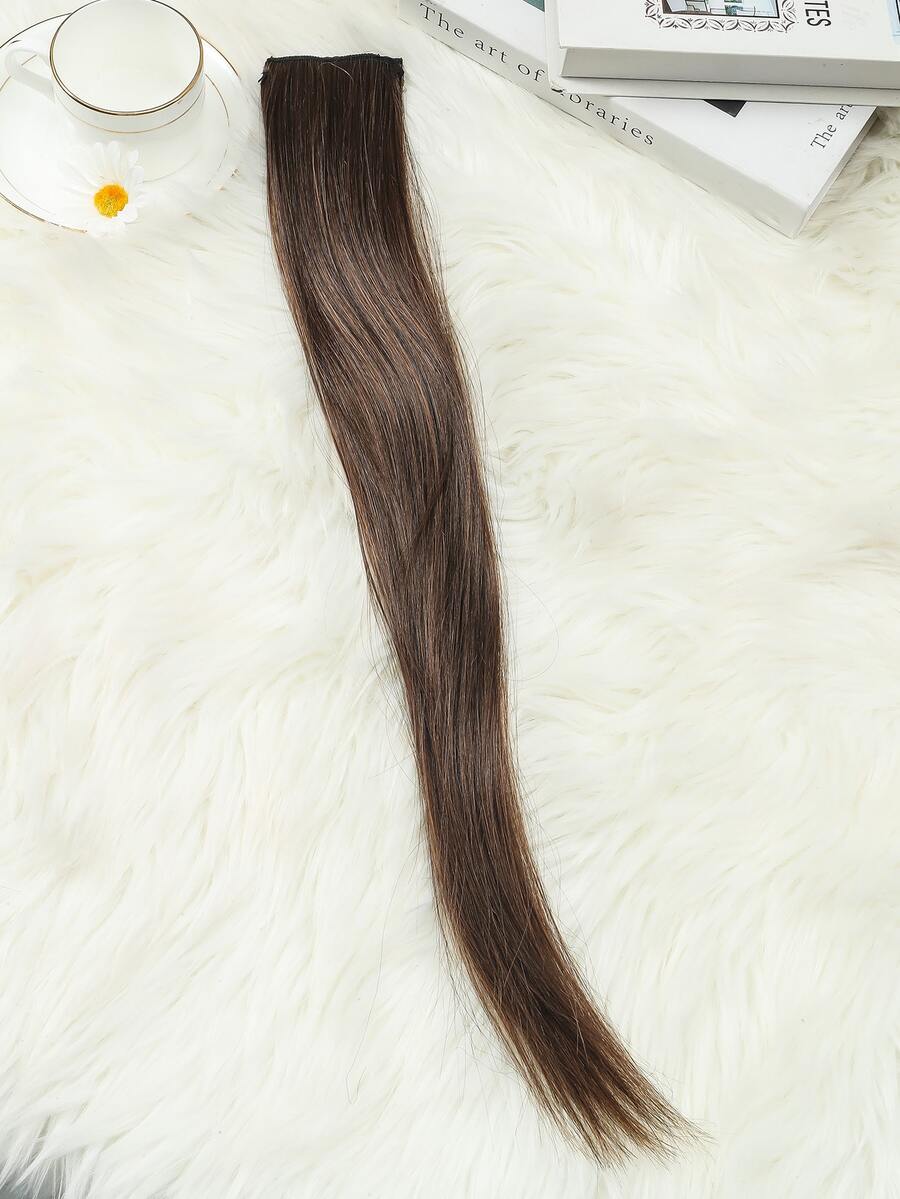 1pc Long Straight Synthetic Hairpiece - Brown - View 1