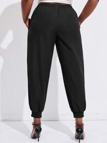 Mulvari Plus Tie Front Carrot Trousers - Black - View 2