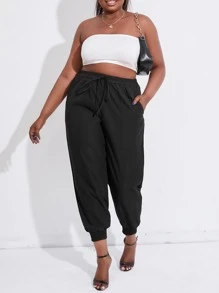 Mulvari Plus Tie Front Carrot Trousers - Black - View 4