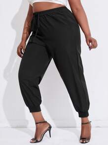 Mulvari Plus Tie Front Carrot Trousers - Black - View 5