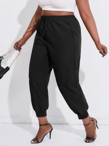 Mulvari Plus Tie Front Carrot Trousers - Black - View 6