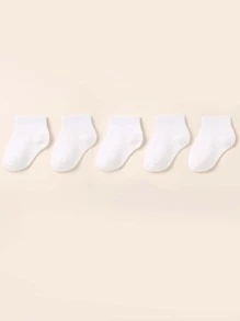 5 Pairs Of Baby White Socks Mesh Breathable Boys And Girls Boat Socks Simple Casual Everything - White - View 4