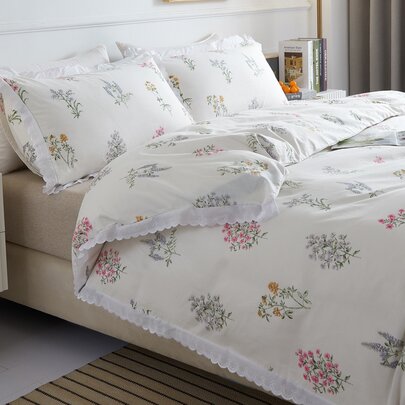 Flower Print Duvet Cover Set Without Filler