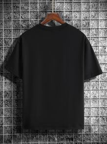 SHEIN Boys Cartoon Graphic Drop Shoulder Tee - Black - View 2