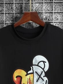 SHEIN Boys Cartoon Graphic Drop Shoulder Tee - Black - View 3