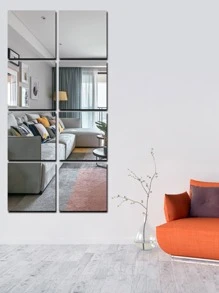 1pc Square Mirror Wall Sticker - Silver - View 2
