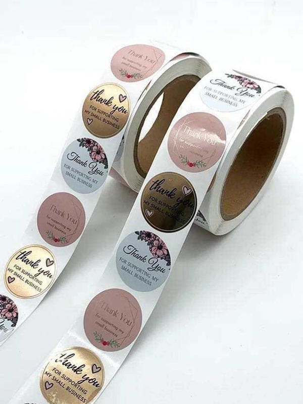 1roll Thank You For Supporting My Small Business Floral Sticker Gift Packaging Seal Label