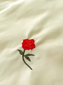 Rose Embroidered Quilted Bedspread - Yellow - View 5