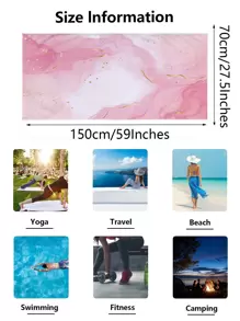 1 chiếc khăn tắm biển họa tiết xoáy cẩm thạch màu hồng huyền ảo, siêu thấm hút, nhanh khô, nhẹ và mềm mại, thích hợp cho bãi biển, bơi lội, cắm trại ngoài trời, du lịch, vật dụng cần thiết cho bãi biển. - Hồng - Xem 4