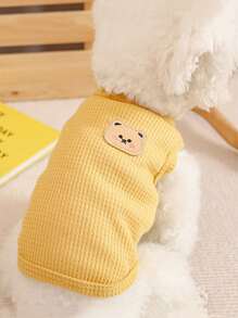 卡通熊貼布寵物背心 - 黃色 - 查看 2