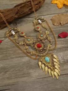 1 cái Bohemian Stone Decor Leaf Charm Yếm Vòng cổ cho phụ nữ cho kỳ nghỉ - Nhiều màu - Xem 5