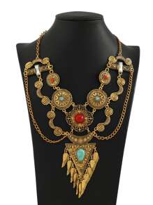 1 cái Bohemian Stone Decor Leaf Charm Yếm Vòng cổ cho phụ nữ cho kỳ nghỉ - Nhiều màu - Xem 4