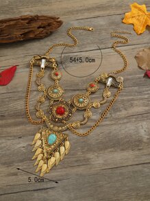 1 cái Bohemian Stone Decor Leaf Charm Yếm Vòng cổ cho phụ nữ cho kỳ nghỉ - Nhiều màu - Xem 3