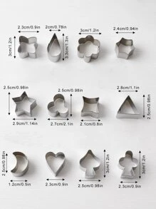 12入組混合圖案餅乾模具 - 銀色 - 查看 7