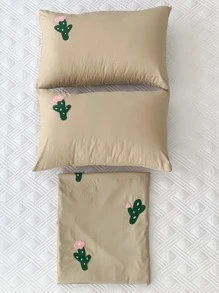 Set colcha sin relleno cactus con bordado - Caqui - Ver 3
