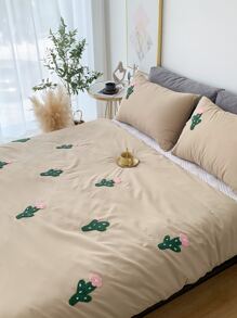 Set colcha sin relleno cactus con bordado - Caqui - Ver 4