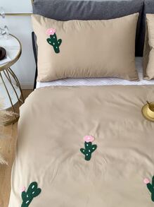 Set colcha sin relleno cactus con bordado - Caqui - Ver 8