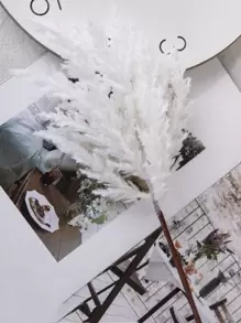 1 planta de plástico Artificial, hoja Artificial de plástico blanco, rama de planta de imitación para decoración del hogar - Blanco - Ver 2