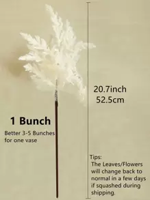 1 planta de plástico Artificial, hoja Artificial de plástico blanco, rama de planta de imitación para decoración del hogar - Blanco - Ver 3