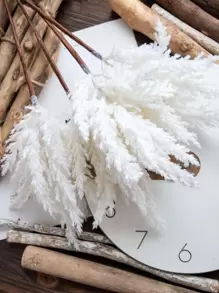 1 planta de plástico Artificial, hoja Artificial de plástico blanco, rama de planta de imitación para decoración del hogar - Blanco - Ver 4