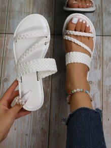 Sandalias con diseño trenzado - Blanco - Ver 1