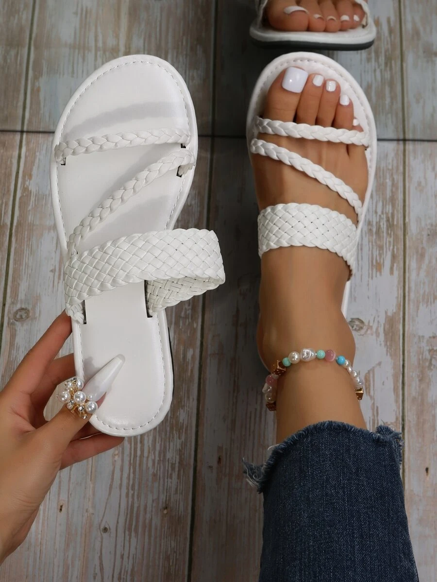 Sandalias con diseño trenzado - Blanco - Ver 1