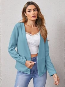 SHEIN Clasi Blazer Clásico De Color Azul Claro Para Mujeres De Moda En Primavera Para El Uso Diario - Celeste - Ver 1