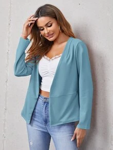 SHEIN Clasi Blazer Clásico De Color Azul Claro Para Mujeres De Moda En Primavera Para El Uso Diario - Celeste - Ver 5