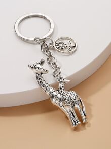 Giraffe Charm Keychain - Silver - View 2