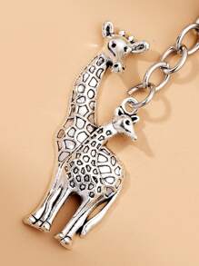 Giraffe Charm Keychain - Silver - View 3