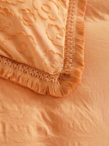 Tassel Decor Duvet Cover Set Without Filler - Orange - View 2