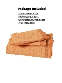 Tassel Decor Duvet Cover Set Without Filler - Orange - View 4