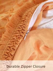Tassel Decor Duvet Cover Set Without Filler - Orange - View 5