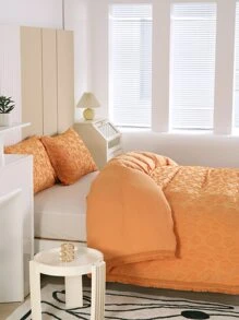 Tassel Decor Duvet Cover Set Without Filler - Orange - View 6