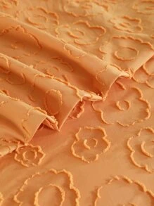 Tassel Decor Duvet Cover Set Without Filler - Orange - View 7