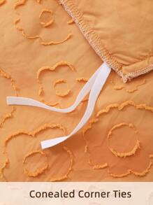 Tassel Decor Duvet Cover Set Without Filler - Orange - View 8